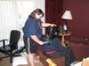 Jen fixes Dylan's Jin wig