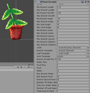 Plant object with settings